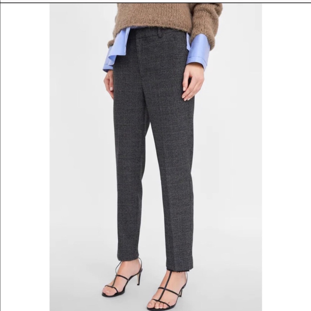 Zara Basic Checkered Cigarette Plaid Pants